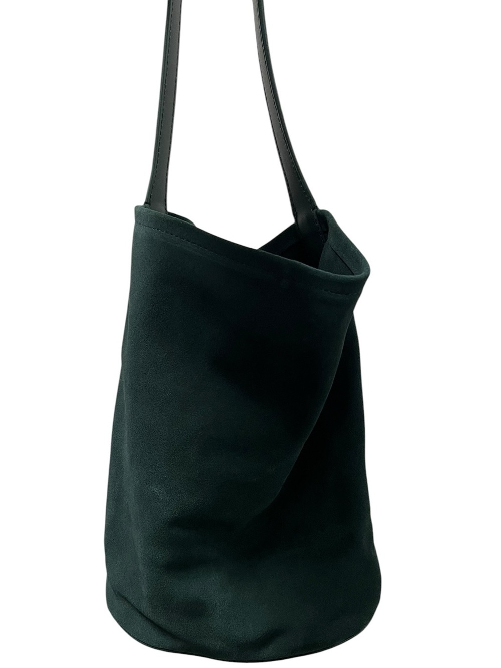 J. CREW BERKLEY Green Suede Leather Bucket Bag - Picture 2 of 5